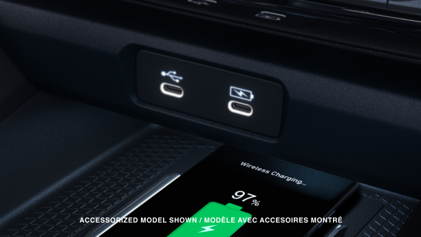 Gros plan des ports de recharge USB-C.